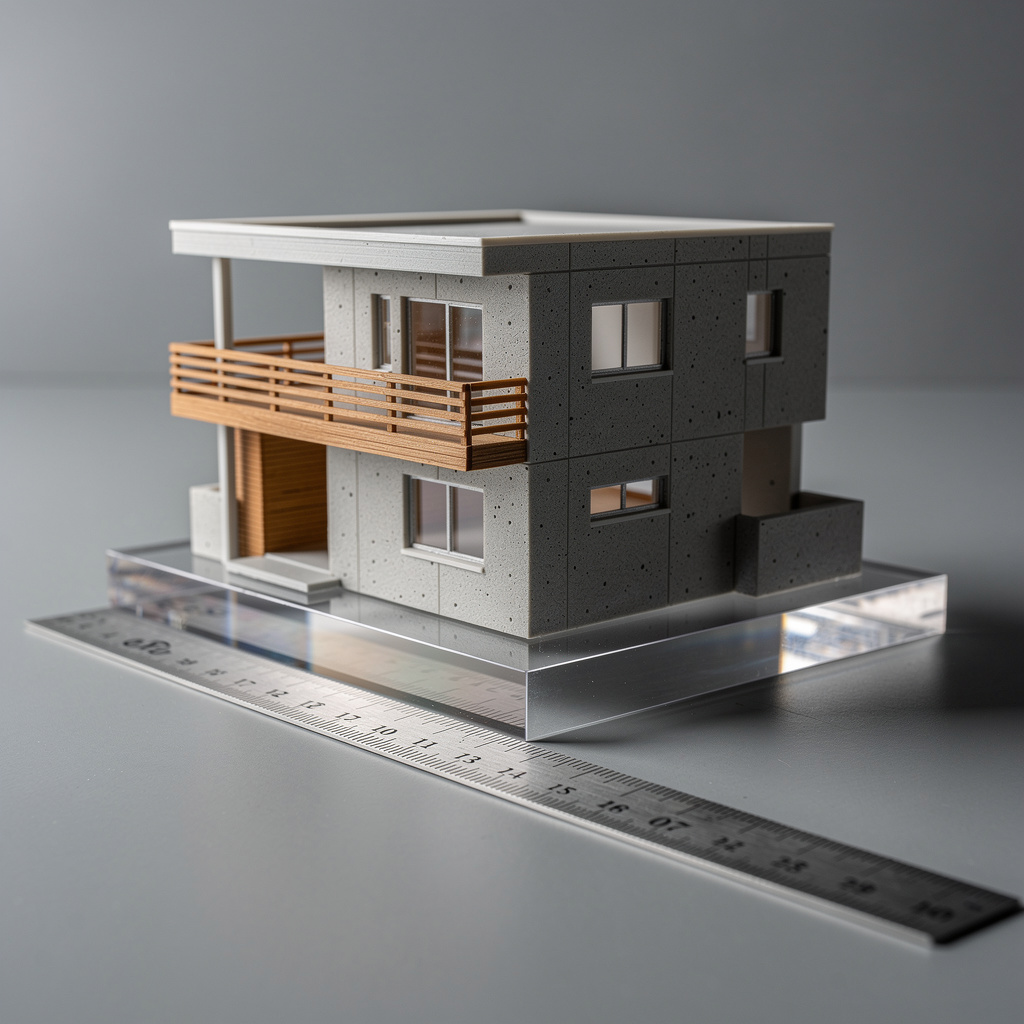 Detailed 3D printed architectural model of a modern house