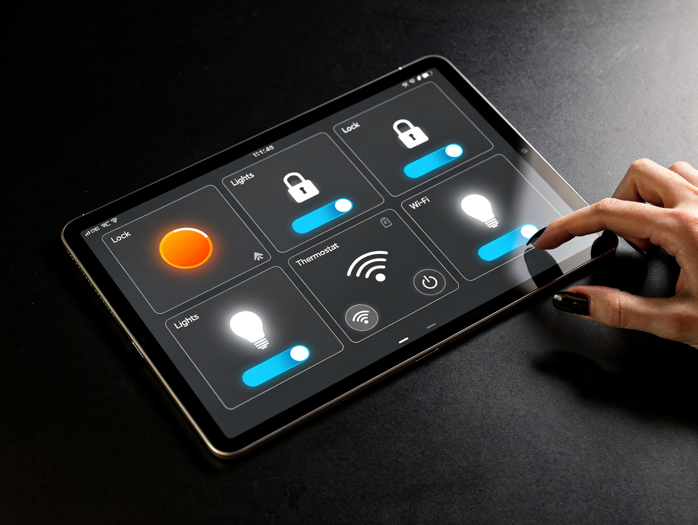Modern smart home interface on a tablet